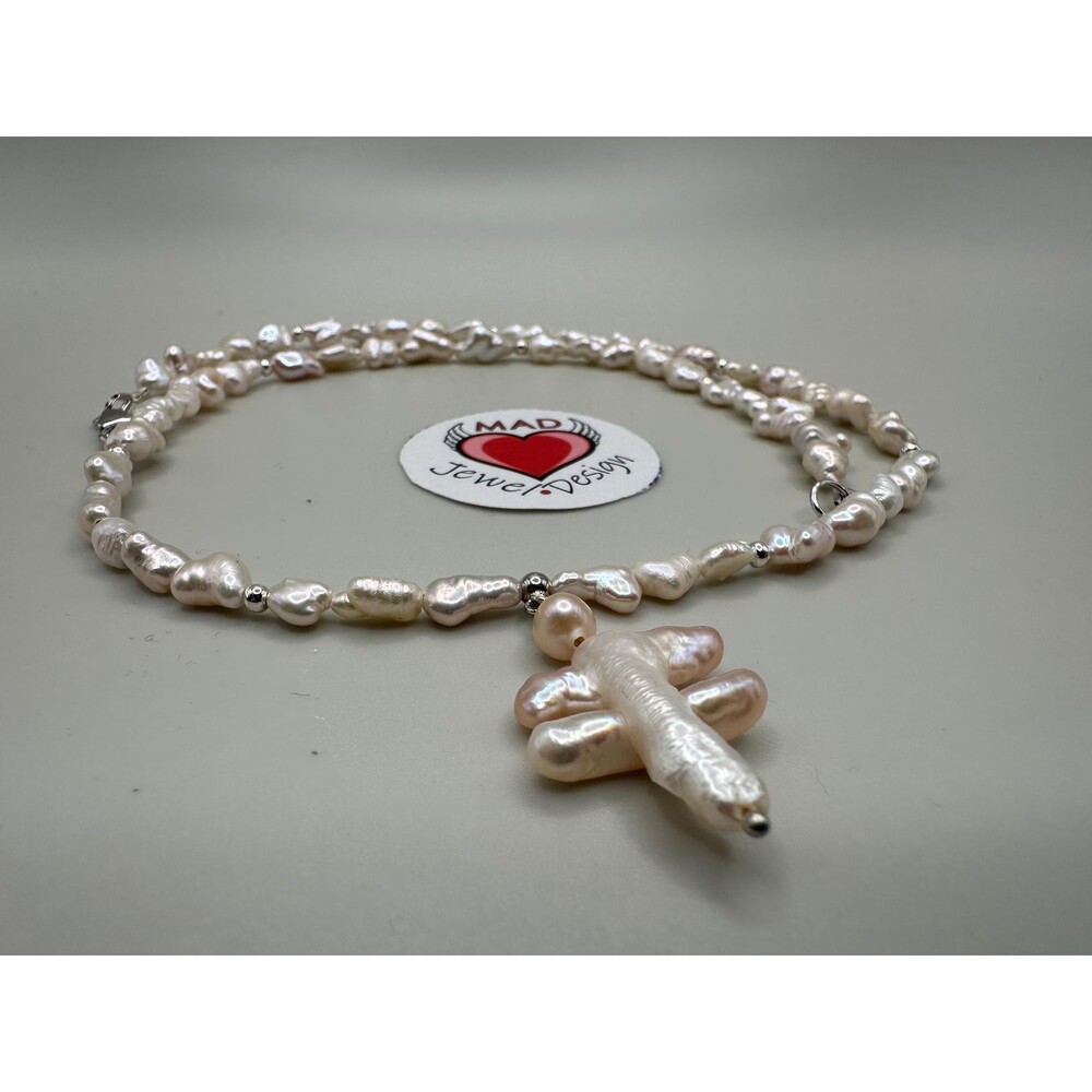 Keshi Pearl Angel Necklace – Sterling Silver, Baroque Pearl Choker